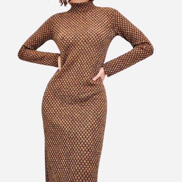 Zara Mock Turtleneck Metallic Dress Medium SALE - Picture 2 of 10